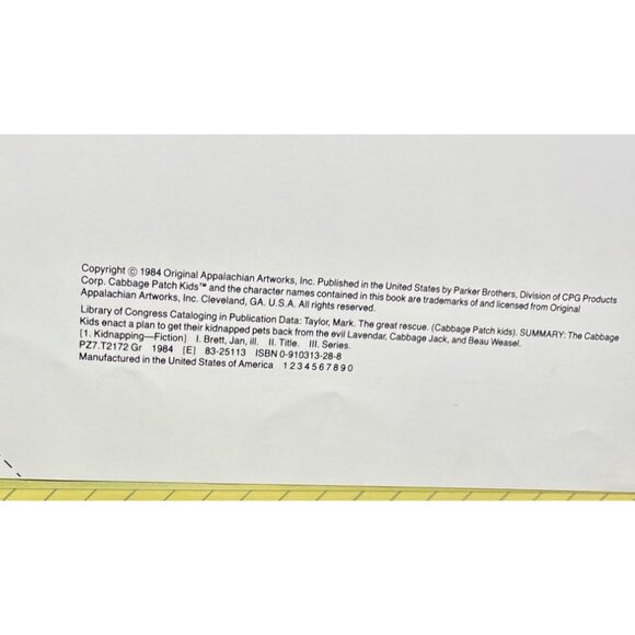 Cabbage Patch Kids The Great Rescue Hardcover Storybook Parker Brothers 1984 - Picture 4 of 5